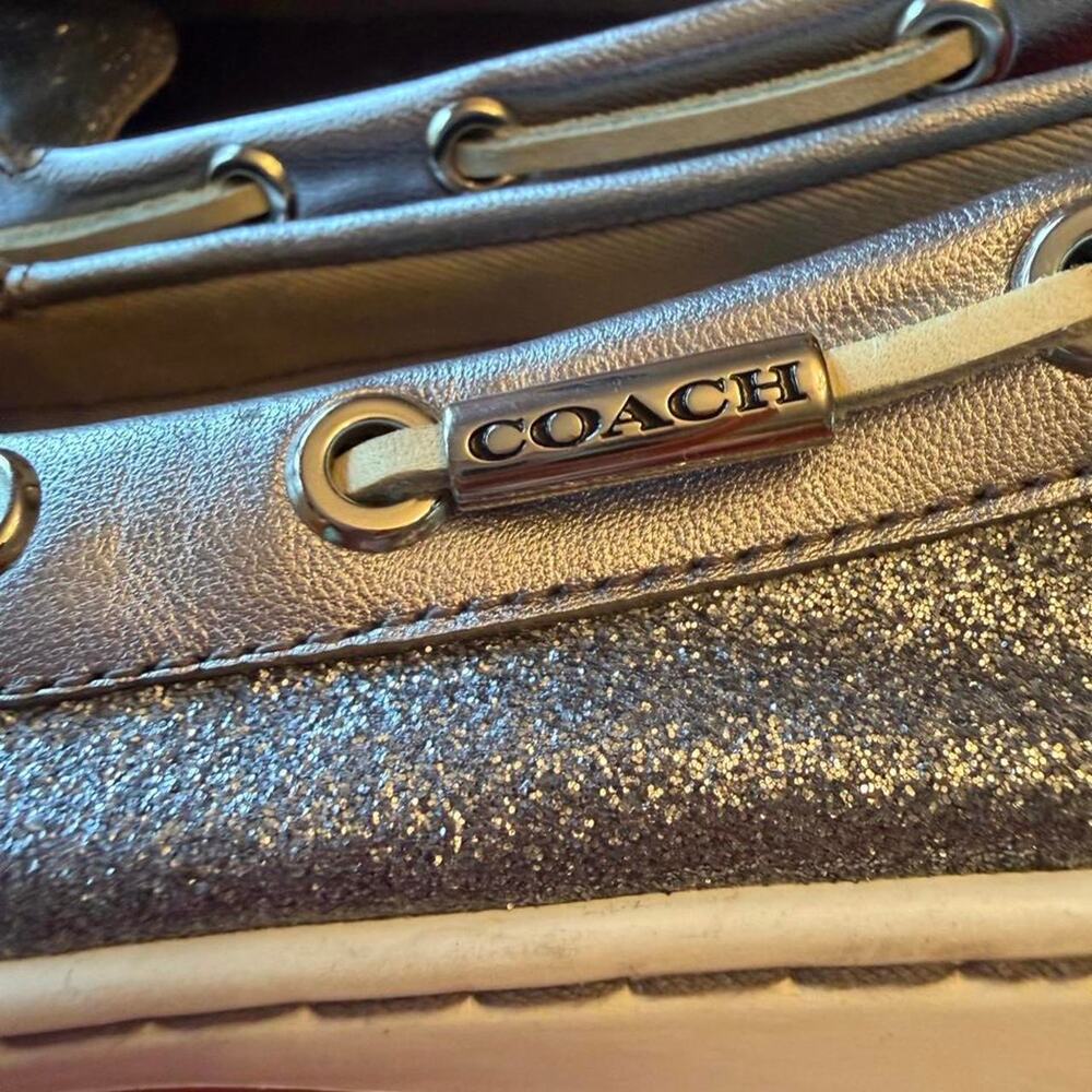 Coach Richelle silver glitter boat shoes